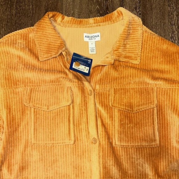 Arizona Jeans Co Women Medium Button up Khaki Shirt Jacket Pockets BRAND NEW NWT - Picture 2 of 5